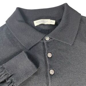 SuitSupply Polo Sweater Mens Extra Large Black 100% Merino Wool Preppy Pullover